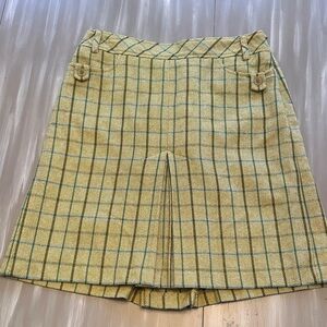 Loft 6p Plaid Green Women's wool Skirt